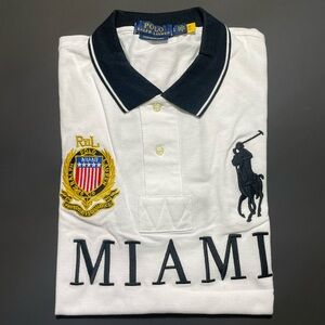 Polo Ralph Lauren Black and White Miami Polo Shirt #5 Men’s Size Large